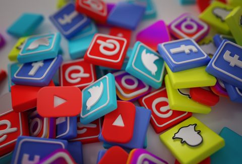 Pile of 3D Popular Social Media Logos